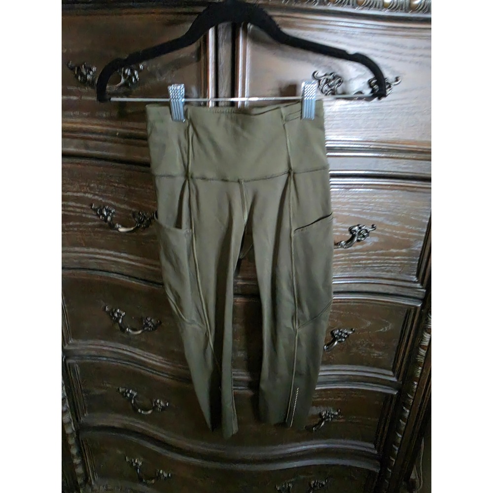 Lululemon Fast and Free High-Rise Crop II 19 Nulux Dark Olive Green Size 2